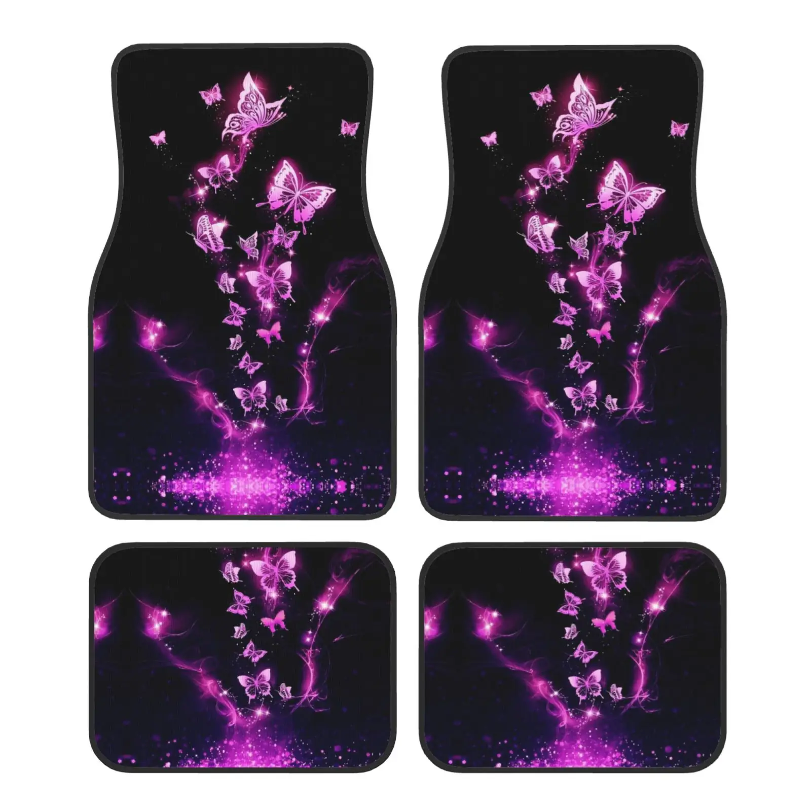 

Dreamy Butterfly Fancy Theme Printed Car Foot Mat 4-piece Set Suitable for All Car Foot Mat Accessories Crystal Velvet Foot Mat