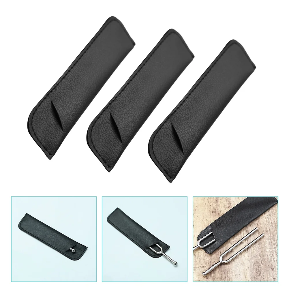 3 Pcs Tuning Fork Pouch Space Saver Bags Set Music Instrument Supplies Dedicated Black Pu Storage Pouches