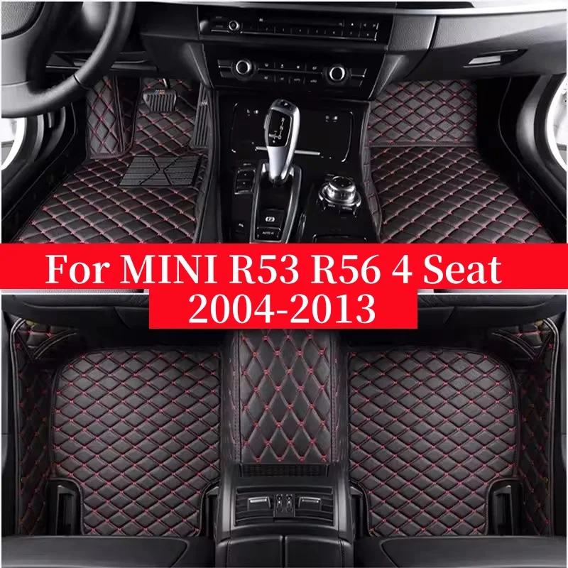 

Автомобильные коврики для MINI R53 R56 4-местный 2004 2005 2006 2007-2013 лет вспышка коврик кожаные накладки на заказ автомобильный ковер чехол