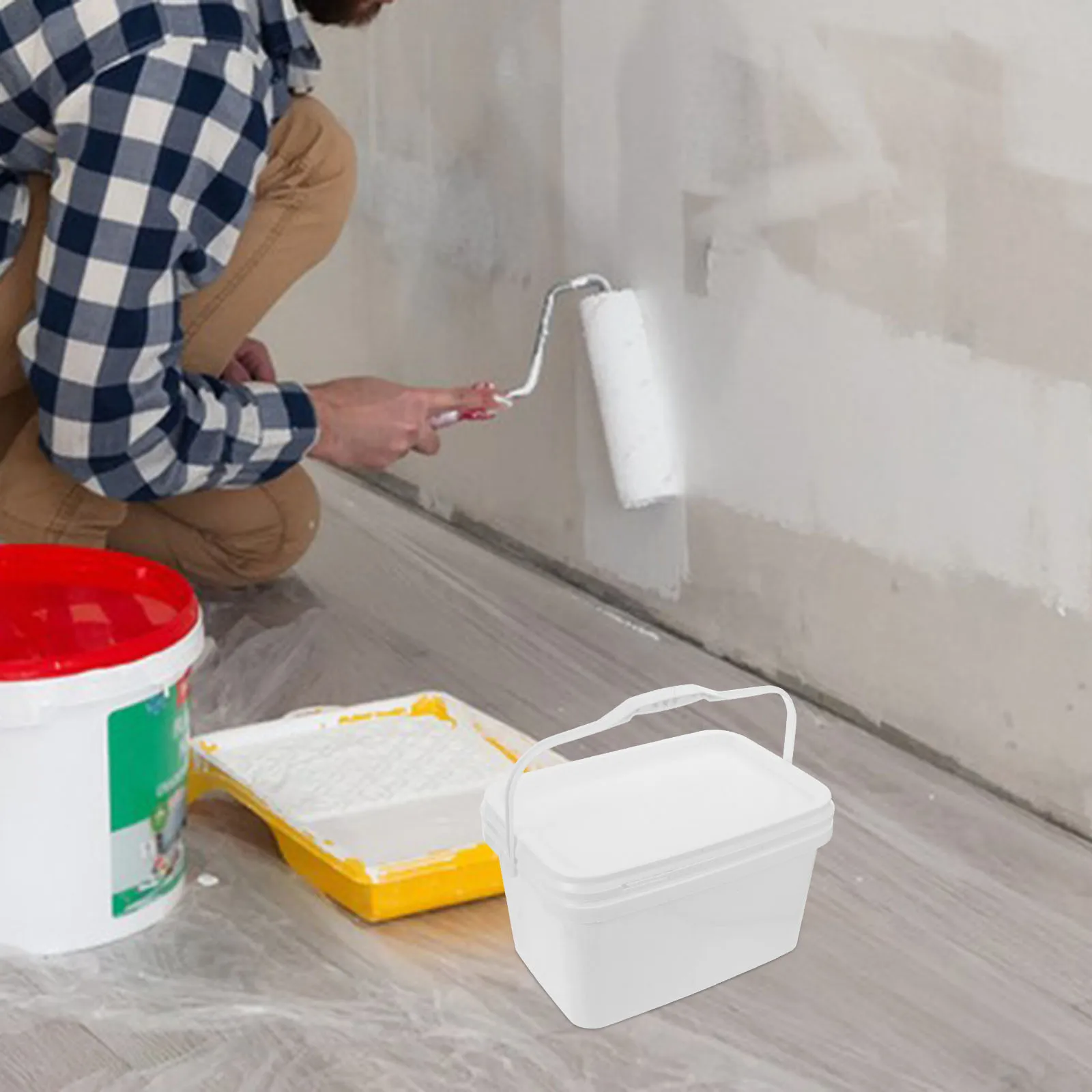

Paint Bucket With Handle Pp Material Durable Lightweight Storage Container For Pigment Color Mixing Art Outdoor Use