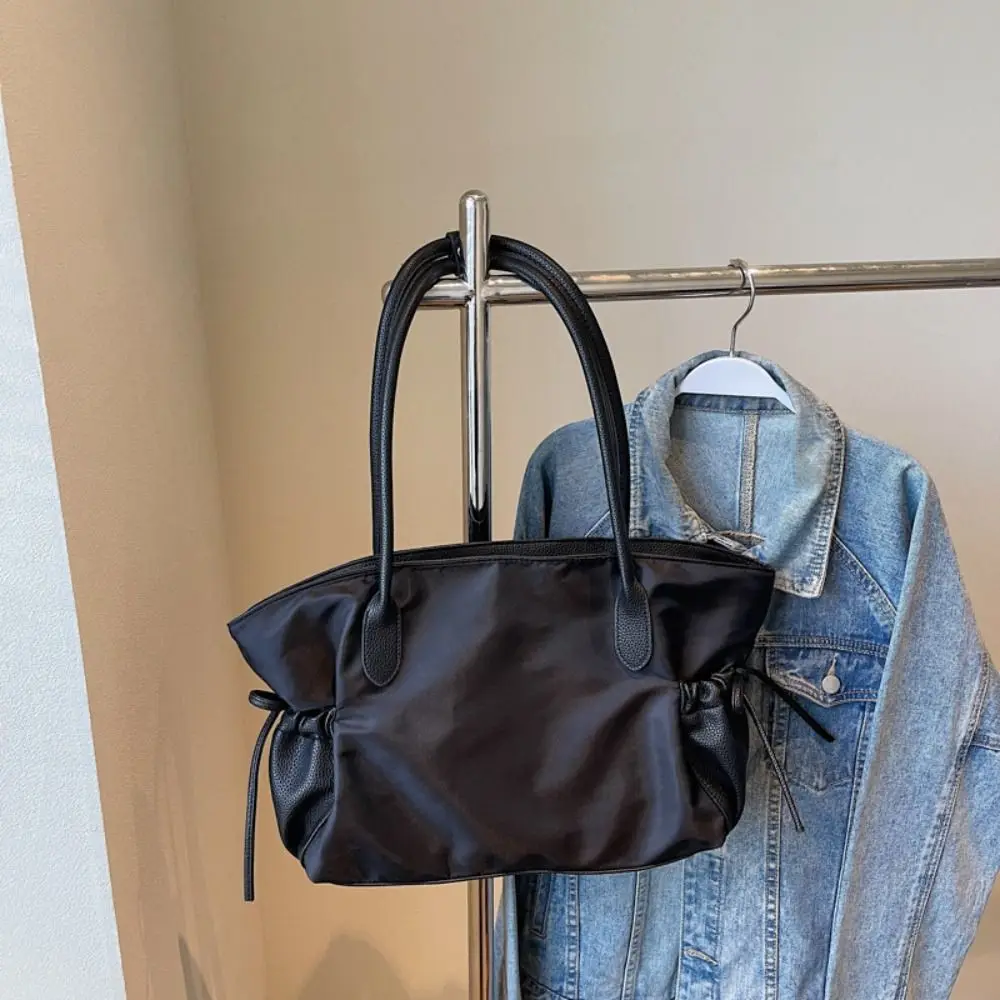 

Портативная повседневная нейлоновая сумка на плечо на молнии в корейском стиле, нейлоновая тканевая сумка-тоут, легкая большая вместительная сумка для покупок