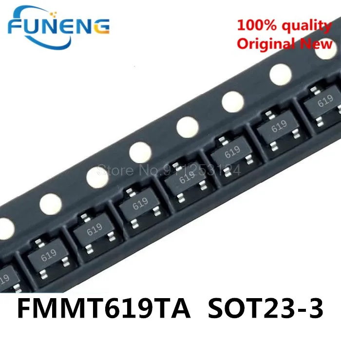 100PCS FMMT619TA FMMT619T FMMT619 619 SOT-23