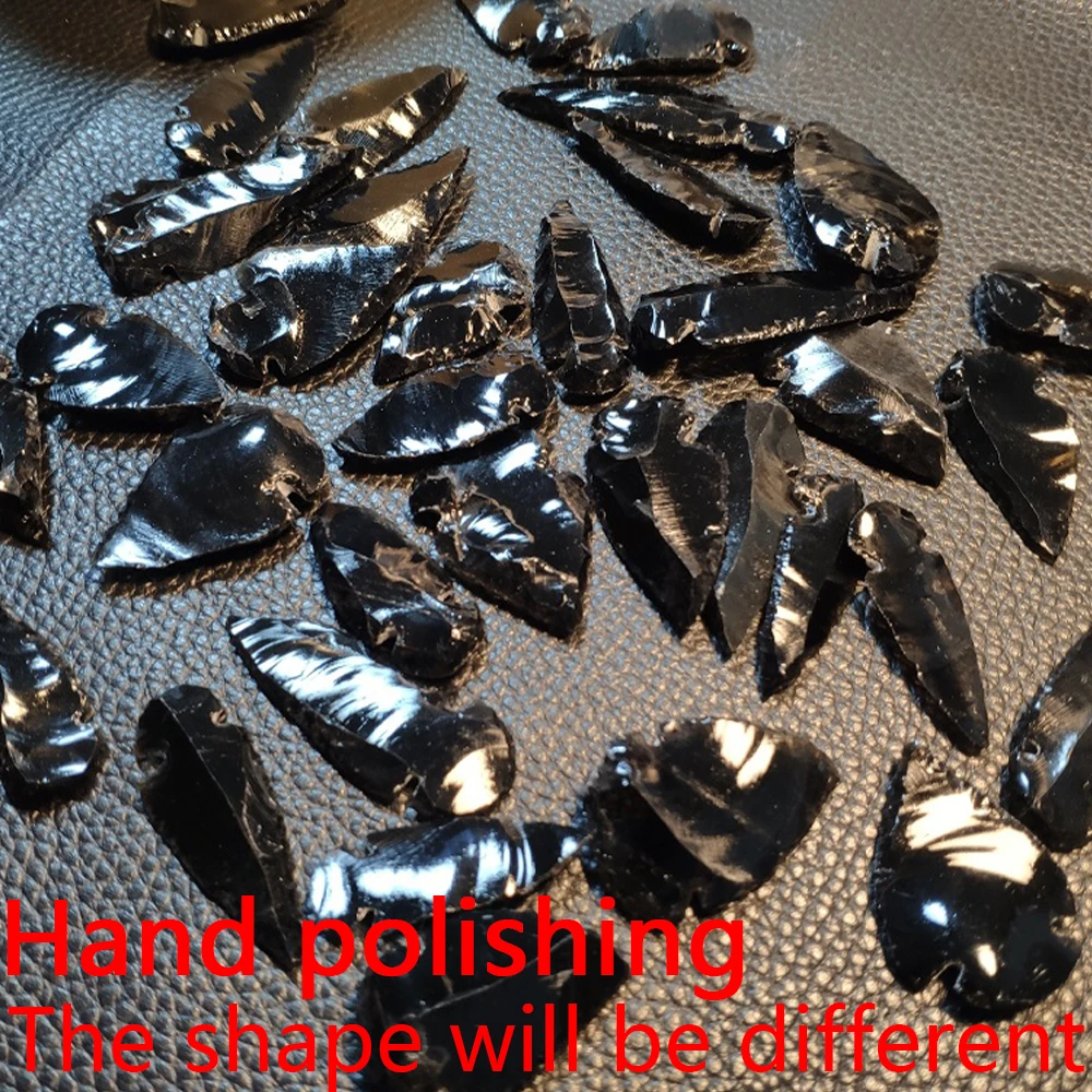 حجر السج الطبيعي شكل السهم الريكي شفاء حجر الطاقة محظوظ سحر الأحجار الكريمة السهم DIY بها بنفسك مواد الديكور الحرف الكريستال الأسود #3