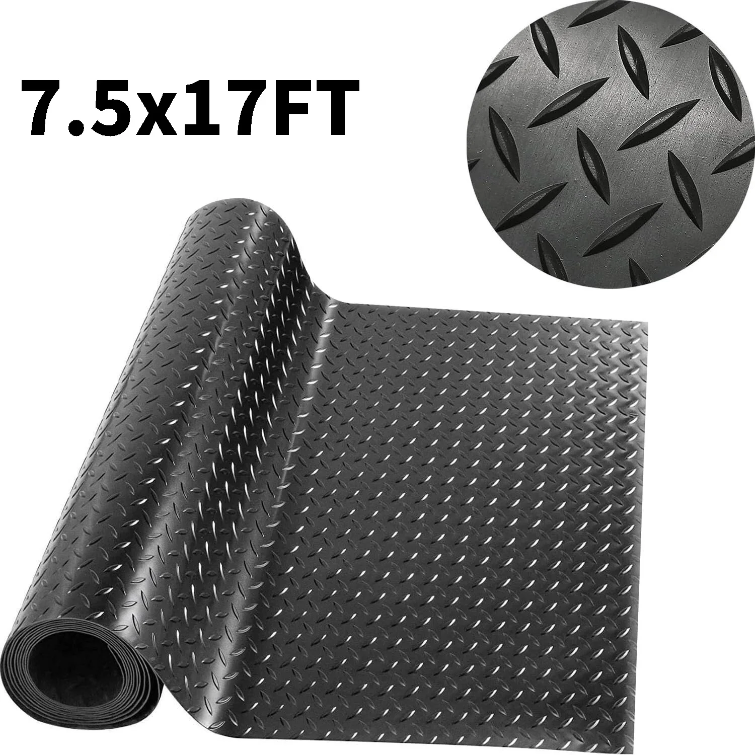 

7.5 x 17 FT Garage Floor Mat Thickened PVC Parking Mat Anti-slip Garage Floor Runner Protector Mat Fits for SUVs