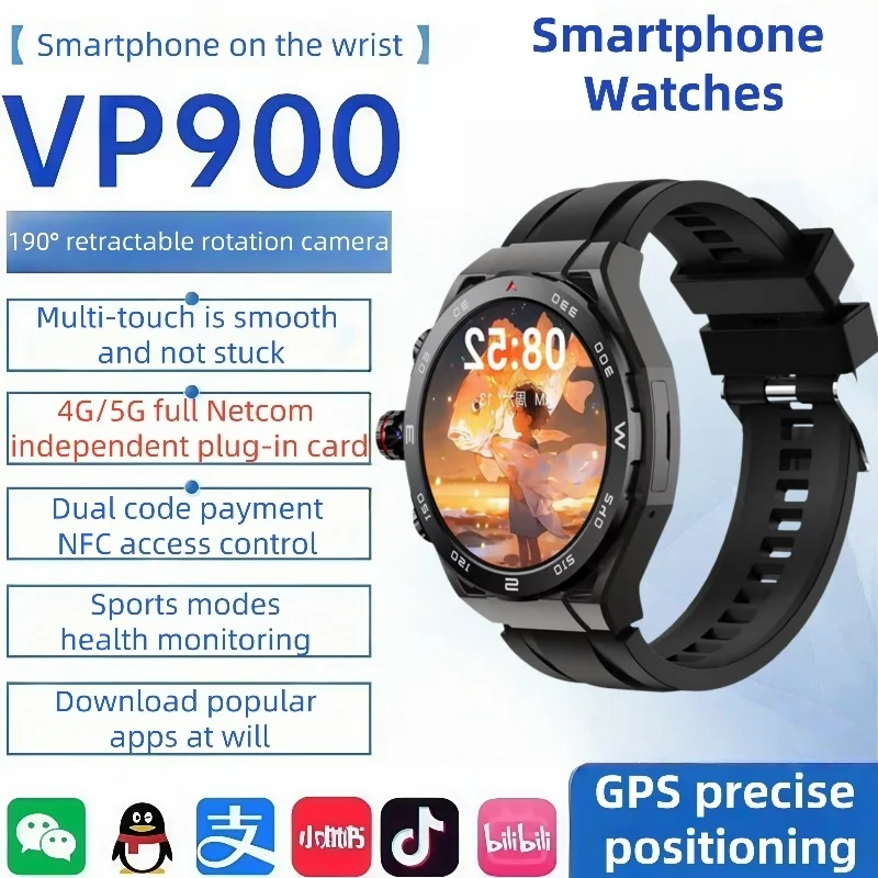 

Смарт-часы 2025 года, GPS-навигация, AMOLED HD-экран, фитнес, 4G, SIM-карта, камера, видеозвонок, водонепроницаемый