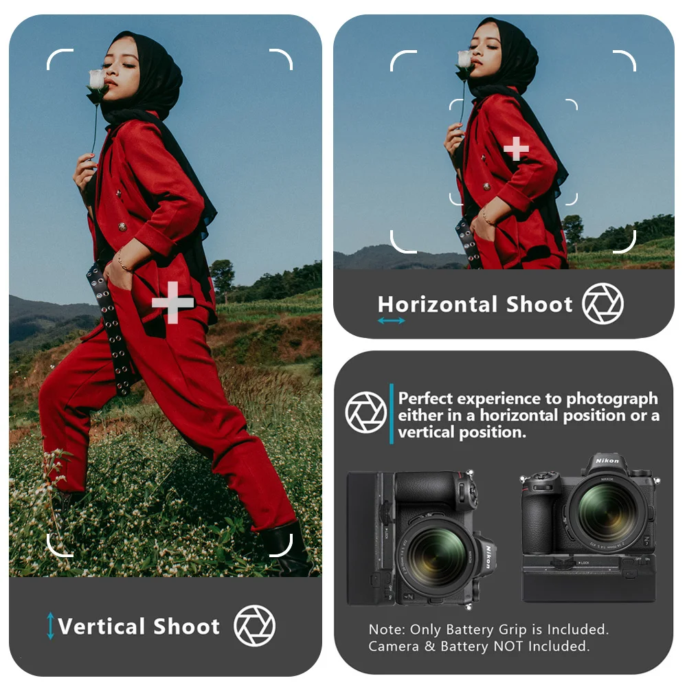 Вертикальная батарейная ручка Mcoplus BG-Z6 Z7 как MB-N10 для зеркальной цифровой фотокамеры Nikon Z6 Z7. Обхватывает с 2 батареями EN-EL15a.