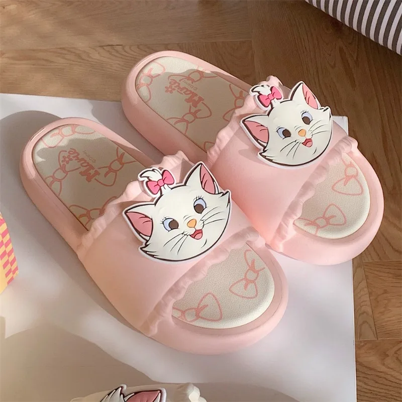 Disney The AristoCats Cartoon kawaii Marie Cat Soft-Soled Bathroom Sandals Anti-Slip Slippers anime Women shoes Birthday gifts