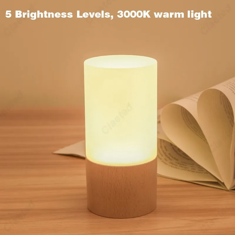 Creative New LED Solid Wood USB Night Light for Home Bedroom Study Atmosphere Lighting Fixtures