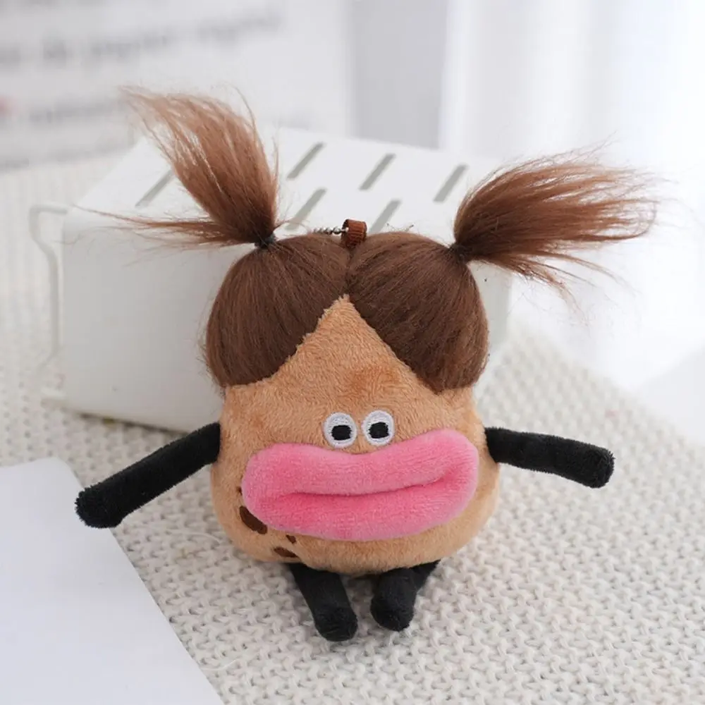 

Creative Fried Hair Potato King Big Mouth Girl Plush Keychain Big Mouth Girl Cotton Doll Sausage Mouth Plush Fun Decorative