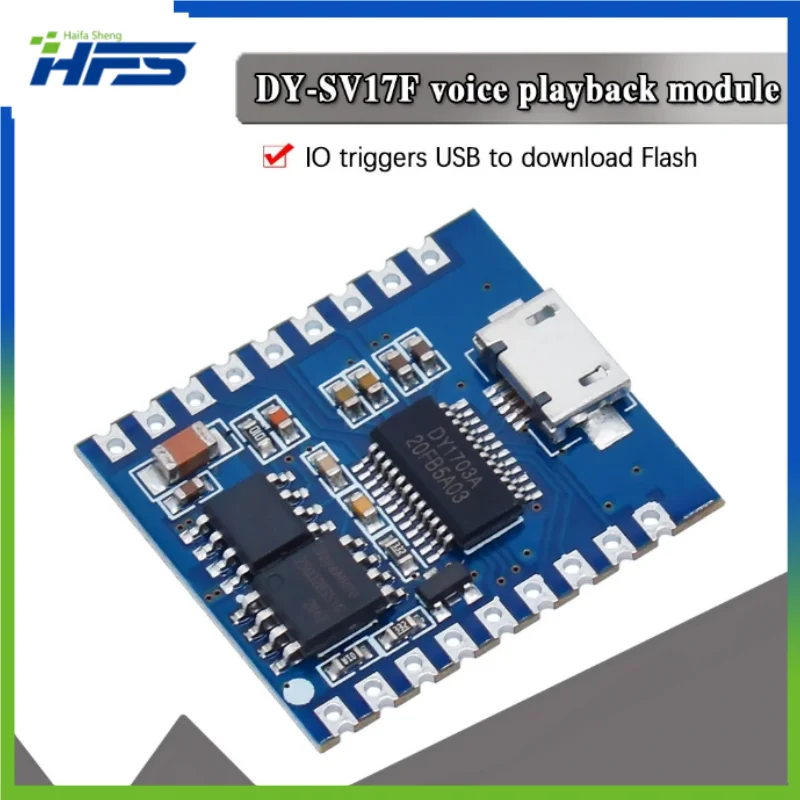 

MP3 Player Module Voice Module 4MB Voice Playback IO Trigger Serial Port Control USB Download FLash DY-SV17F