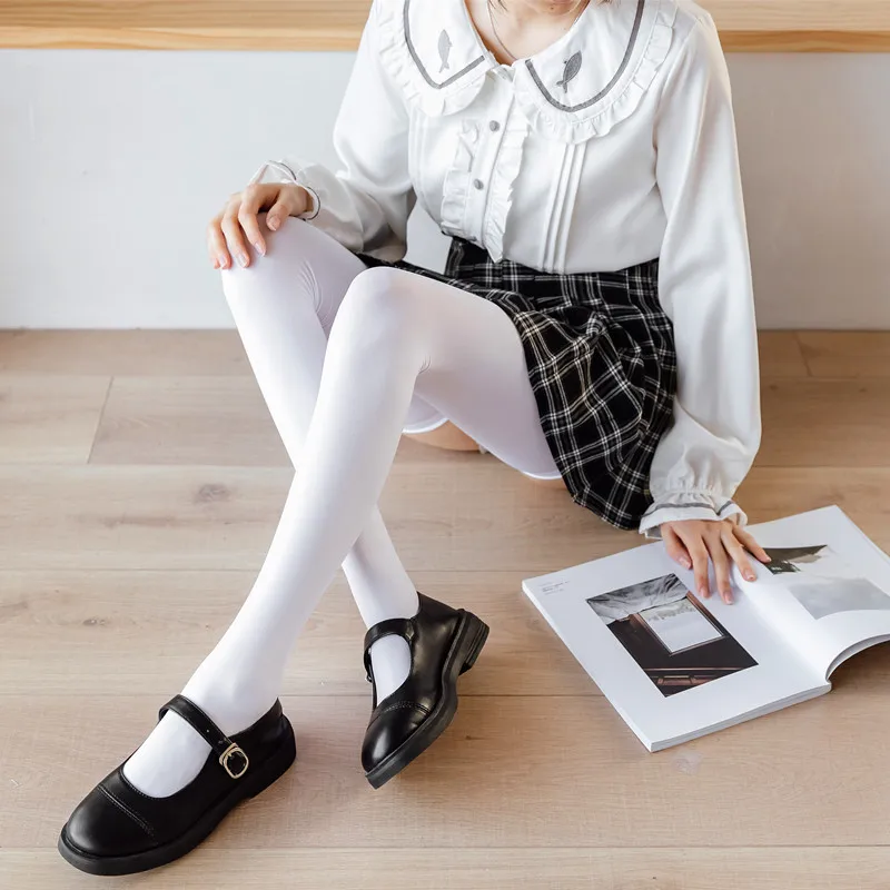 Medias largas por encima de la rodilla de terciopelo 120d, estilo japonés, alargadas, 80cm de altura, 190cos, madre falsa, blanco y negro