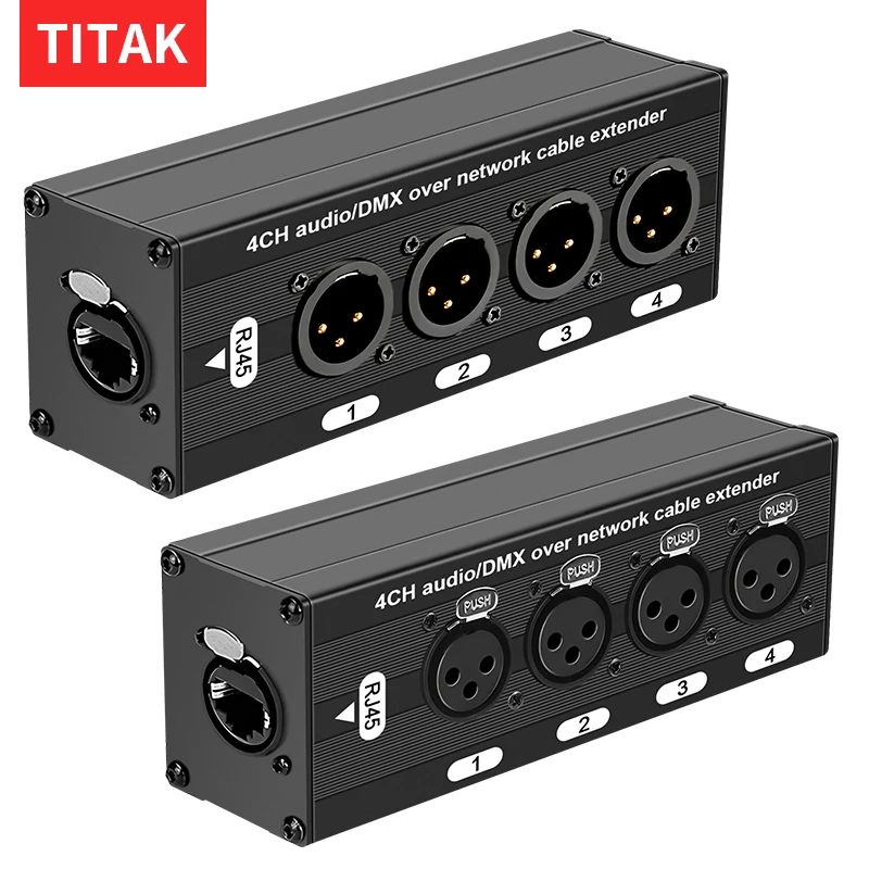 Versatile XLR to RJ45 4 Channel Audio & DMX Extender, Perfect for Stage, Live Show, Studio & Sound System