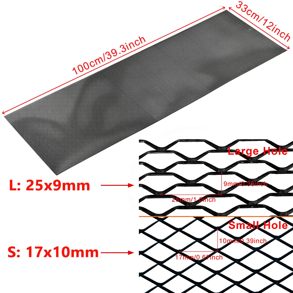 100cmx33cm Universal Aluminum Grille Mesh Car Radiator Grille Front Bumper Modified Mesh Sheet Car Bumper Hood Vent Grilles Net