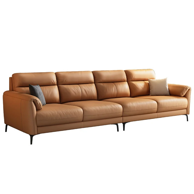 

#Italian simple top grained leather sofa, lightweight luxury living room leather sofa