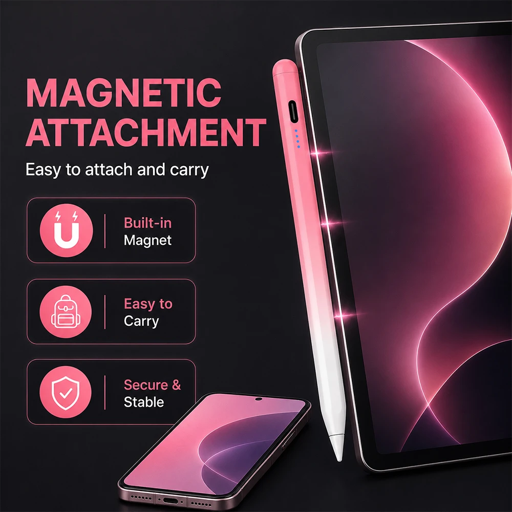 New Model Android Stylus Pen Magnetic Design Touch Screen Pencil Long Standby Fine Tip For Xiaomi Huawei Samsung Student Drawing