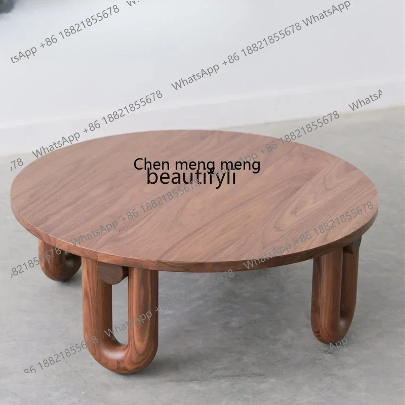 New arrive Nordic modern quiet wind household small apartment round solid wood coffee table simple  living room U-shaped table