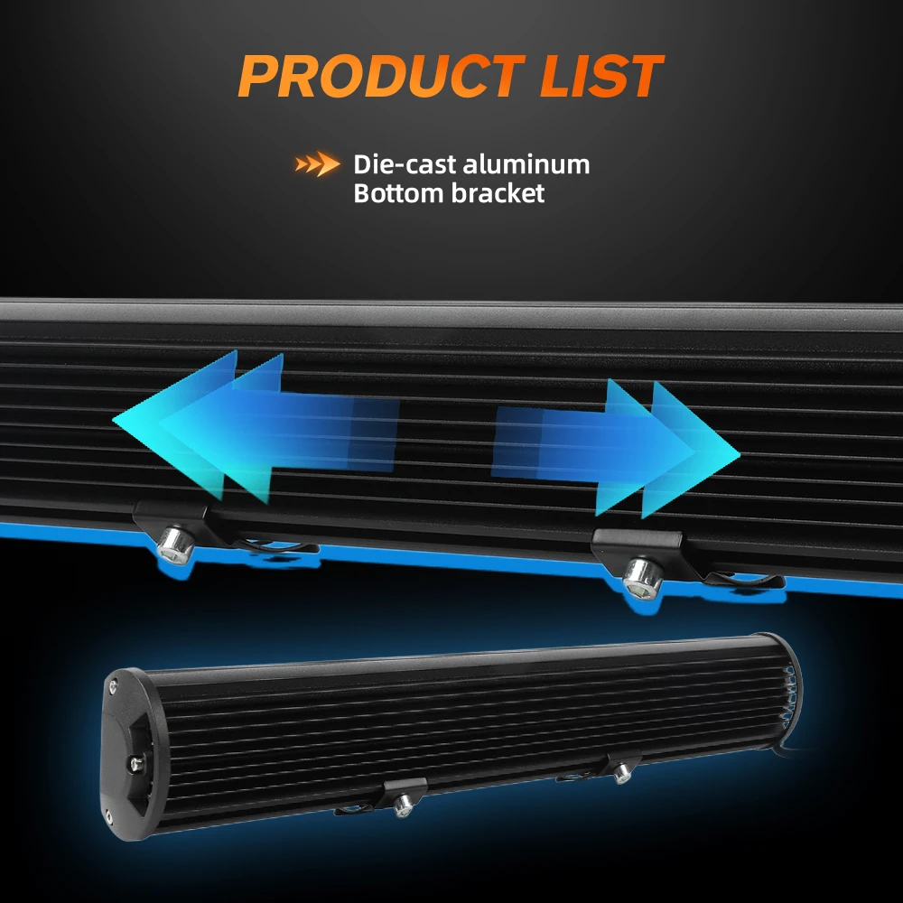 HAOLIDE 20/26/34/42/52 Inch 3-Row LED Light Bar Spot Flood Combo Beam Driving Light IP68 for Heavy Duty Car Truck off-road use