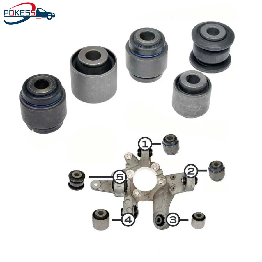 

POKESS 5pcs/Set Suspension Control Arm Bushing Rear Lower Inner For Ford Explorer 2013- K201541 8A8Z5A638B DB5Z5B758A