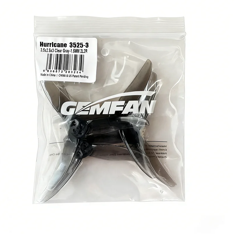 Gemfan 3525-3 3.5" 3-Blade Prop (2CW+2CCW), 1.8g PC, 2.5" Pitch, T-mount, for 250-380g FPV Drone