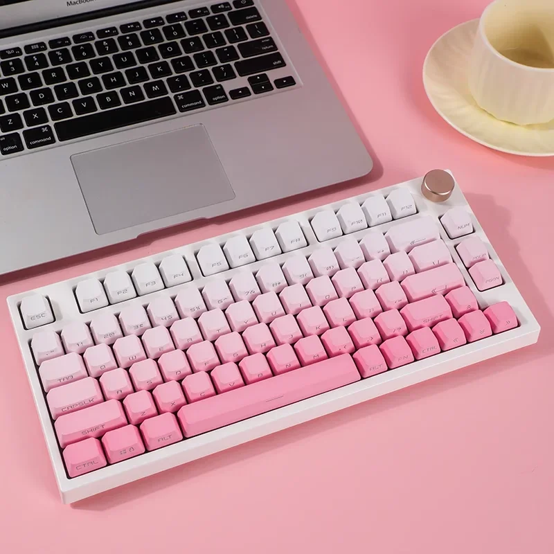 

134 Keys Pink Gradient Keycaps PBT Double Shot OEM Side Print Backlight Shine Through Mechanical Keyboard GK61 Anne Pro 2 Girl