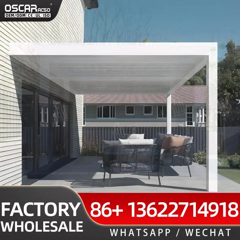 Bioclimatic Outdoor Aluminium Patio Pergola Attached Brackets 4x3 4x4 5x4 6x4 6x5 Kit Customizable Weather Resistant Shade Struc
