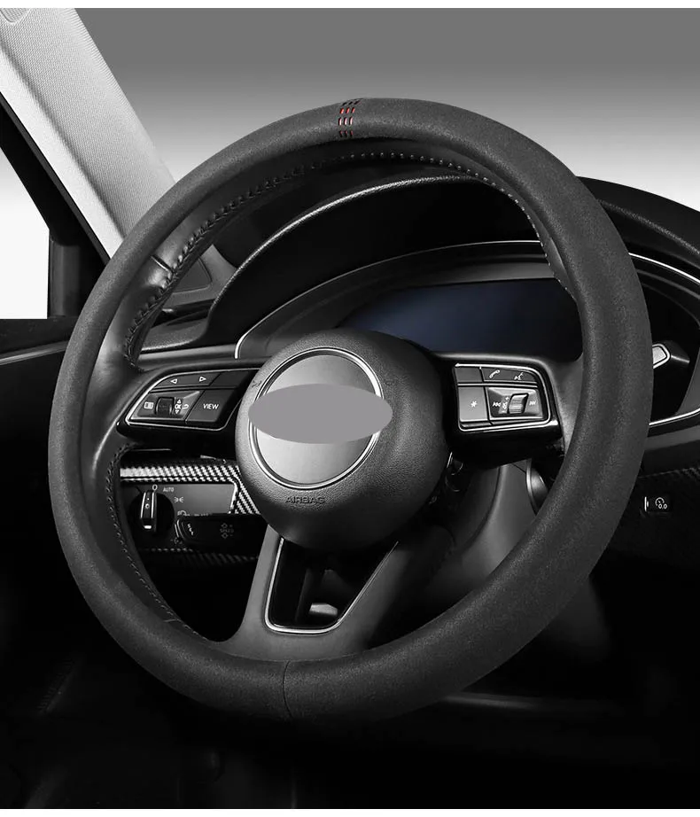 Suede Cover for All Seasons Auto Steering Wheel Cover Ultra-thin Non-slip Round D-shaped Breathable Car Steering Wheel Protector image 5