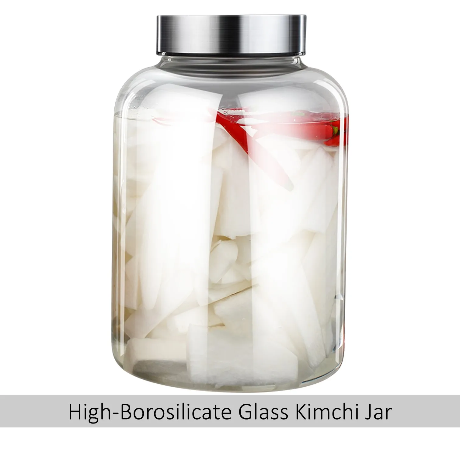 

LFGB Certificated High-borosilicate Glass Kimchi Jar Fall Resistant Well Sealed Sauerkraut Crock Transparency 3000ml Pickles Jug