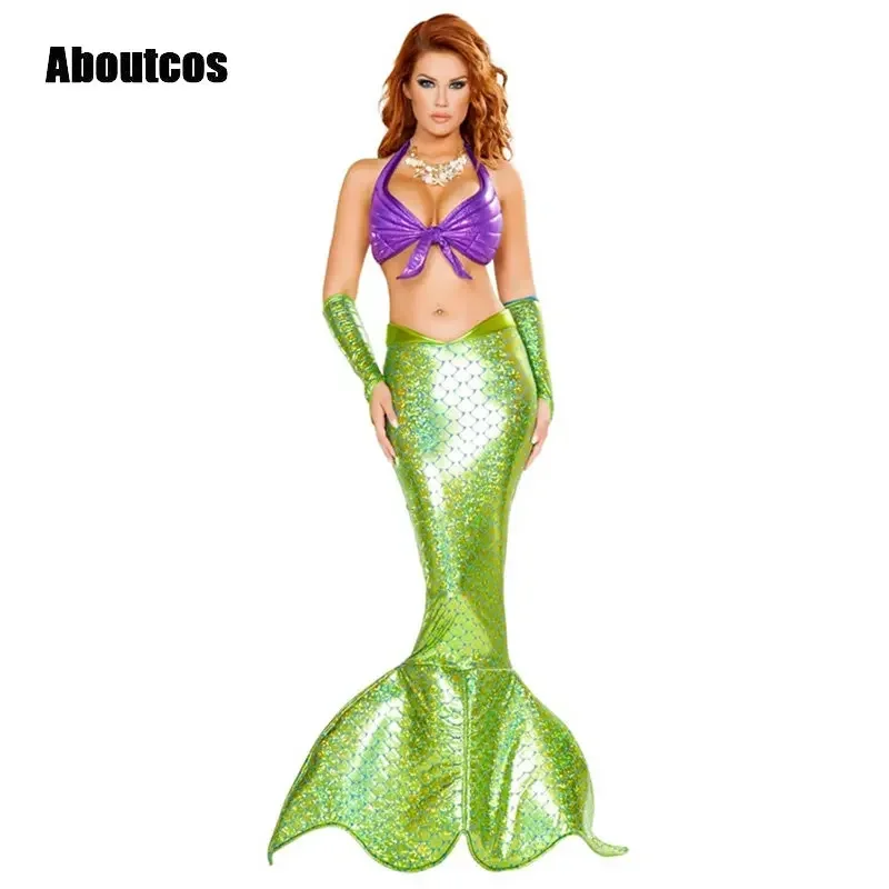 Aboutcos Anime Kleine Zeemeermin Ariel Prinses Fancy Patry Dress Cosplay Kostuum Halloween Party Dames Volwassen Sexy Pak