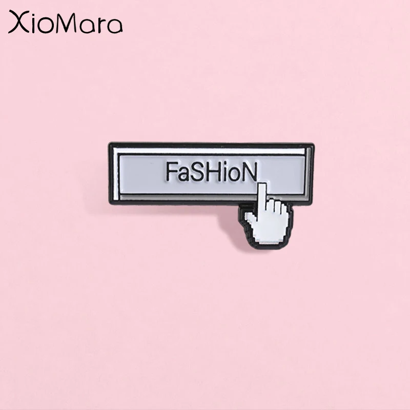 Retro Pixel Click Button Enamel Pin, Computer Cursor Badge with 