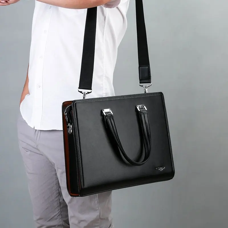 Business Leather Men combination lock Briefcase bags For Husband Shoulder Bag Man 14