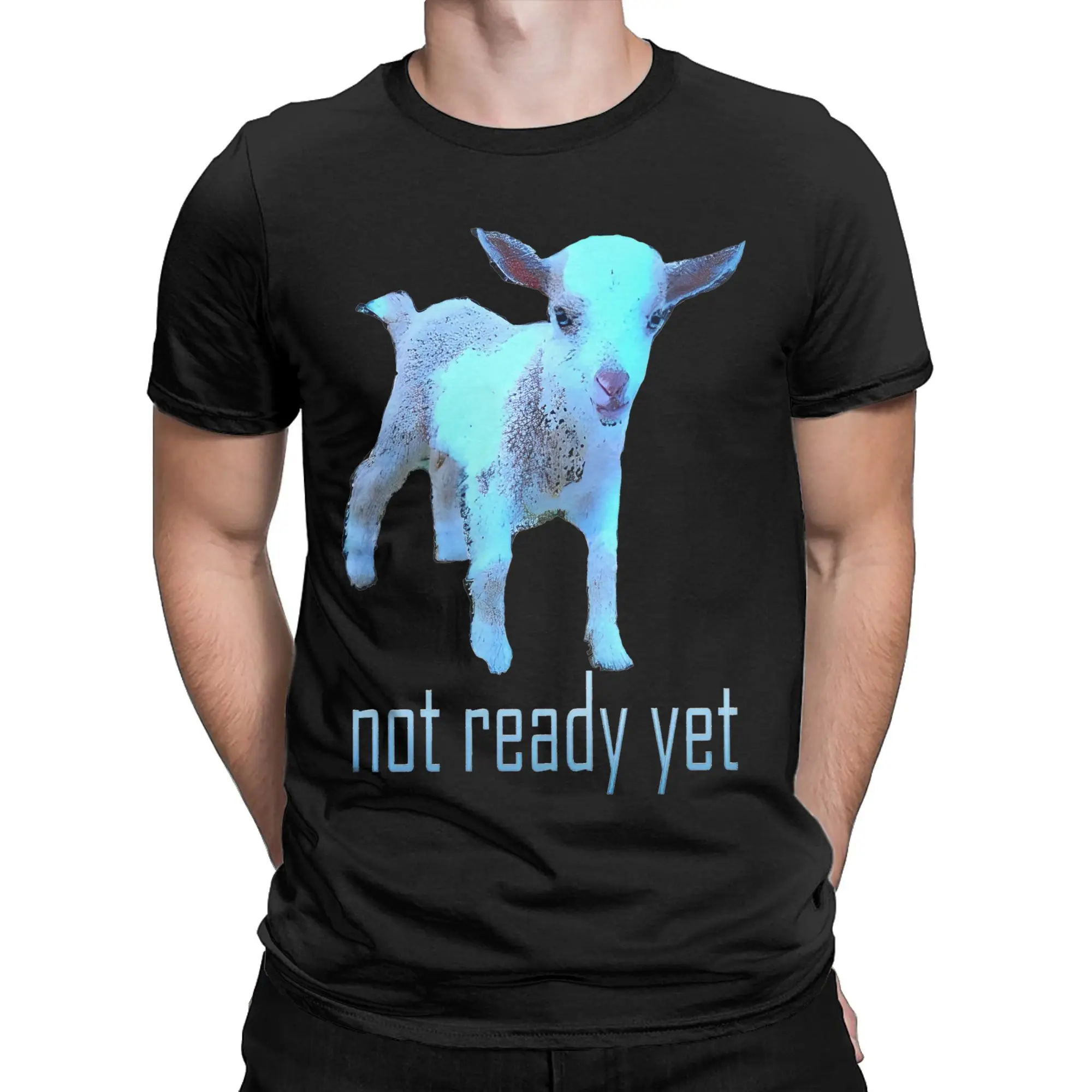 Severance Goat Not Ready Yet T Shirts for Men Pure Cotton Vintage T-Shirts Round Neck Lumon Industries Tee Clothes 4XL 5XL 6XL