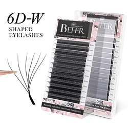 BEFER 6DW Shaped Eyelashes Extensions 12 Rows 0.07 C/D Premade Volume Individual Lashes Make Up Professional Eyelashes Supplies