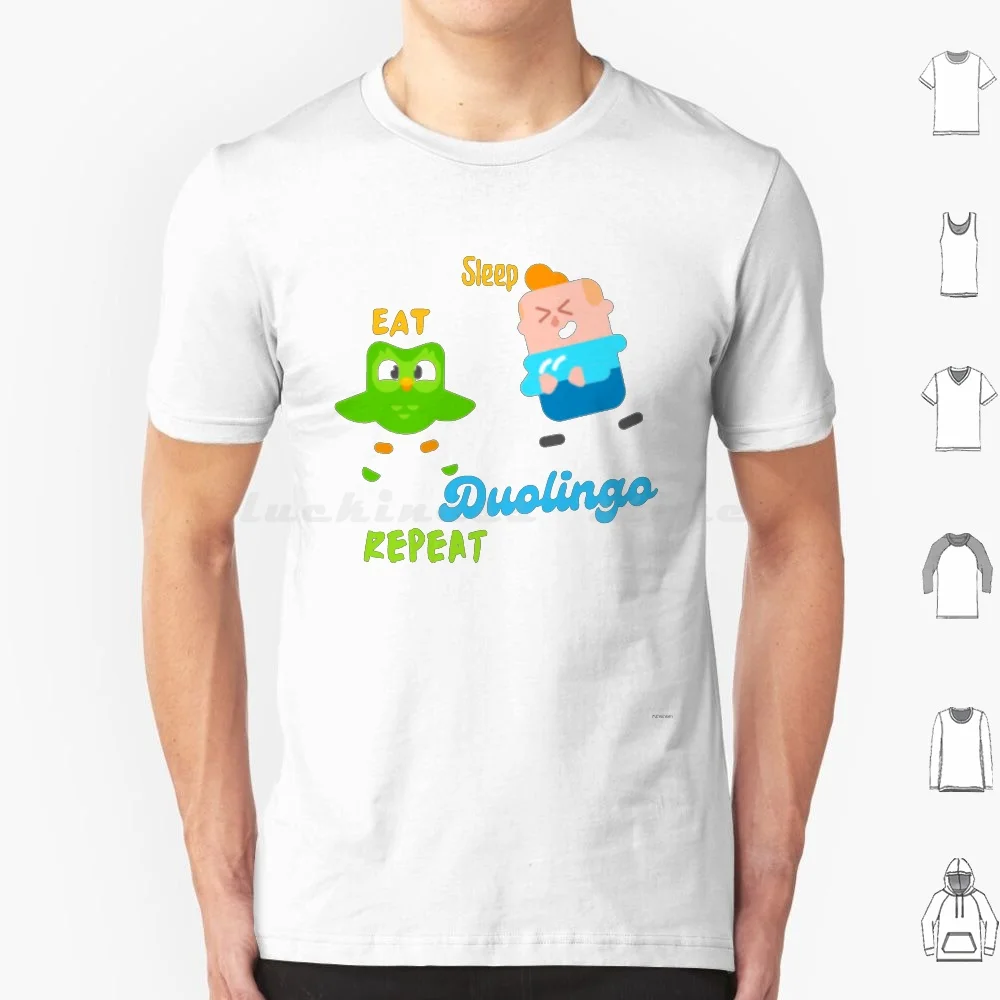 Eat , Sleep , Duolingo , Repeat T Shirt Big Size 100% Cotton You Missed Your Lesson Duolingo Owl Duolingo Meme Duolingo Owl