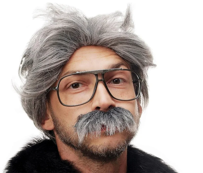 1 Set Hair Extensions Synthetic Hallowee Cosplay Old Man Wigs Breathable Head Cover Performance Dress Up Grandpa Wig Hat for Men view 2