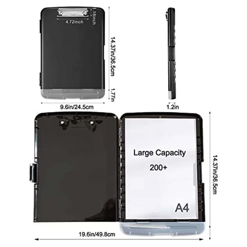 Suitable 2Piece Clipboard With Storage A4 Size High Capacity Heavy Duty Office Clipboard Folder With Metal Clip