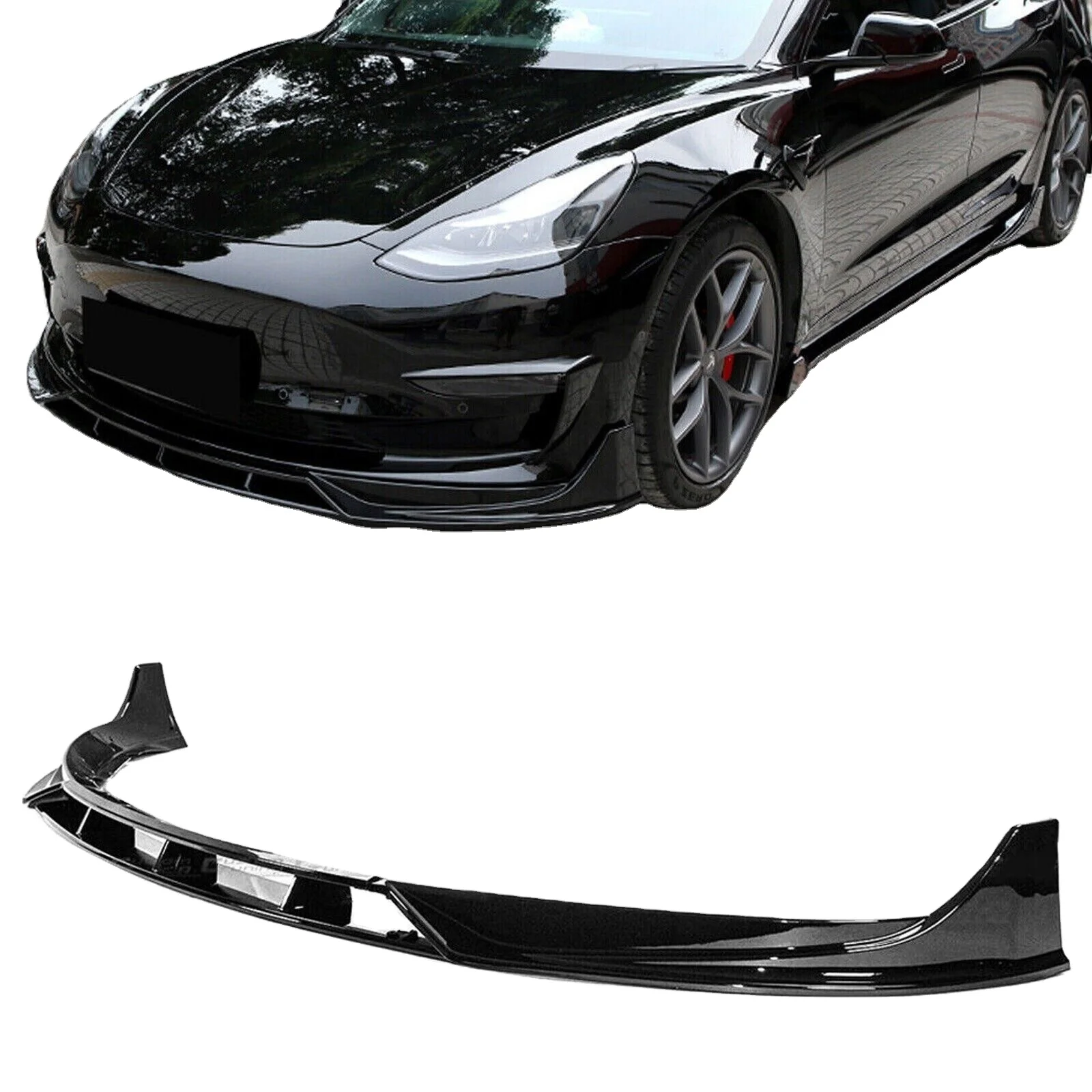 Sell like hot cakes Performance Style front lip Gloss Black Front Bumper Lip Splitter For Tesla Model 3 2017-2023