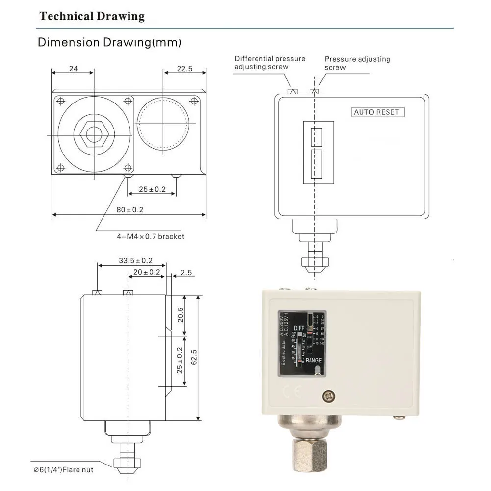 Pressure Control Switch, Electronic G1/4'' Female Pressure Control Switch Air Water Pump Compressor Pressure Controller