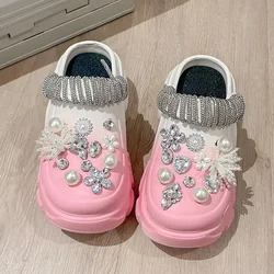 2024 New Sandal Slippers DIY Cute Cartoon Clogs Women Mules Summer Beach Sandals Cave Hole Female Garden Shoe For Students Girls