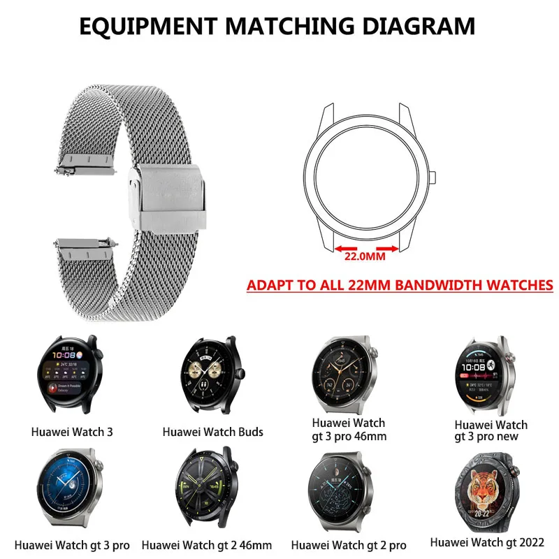 For Huawei GT 4/3/2/2e/pro band stainless steel Milanese For Huawei Watch GT4 5 41 46mm bracelet for Watch 4 3 Pro 43 46mm Strap