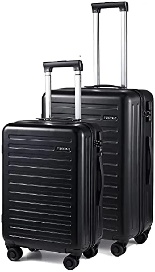 

TydeCkare 2-Piece 20/24 Inch Luggage Set ABS+PC Lightweight Hardshell Suitcase with TSA Lock & Spinner Silent Wheels, Black