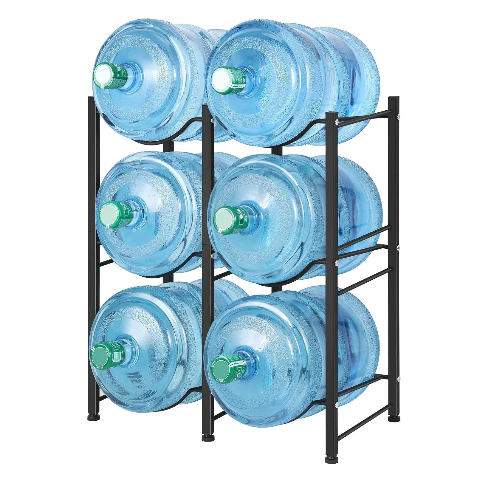 5 Gallon Water Bottle Holder, Heavy Duty Water Cooler Jug Rack 3 Tiers Water Rack with 6 Slots for Gallon Jugs