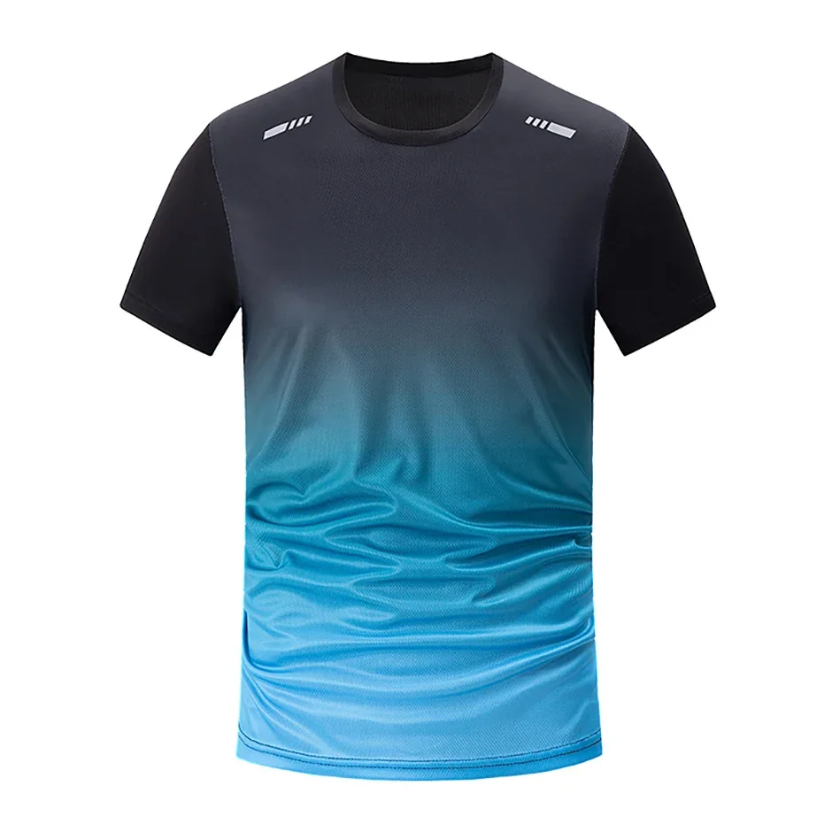 Men's T-Shirts Sports Fitness Sportswear Quick-Drying Gradient Short Sleeve Tops Outdoor Basketball Training Running Men Clothes