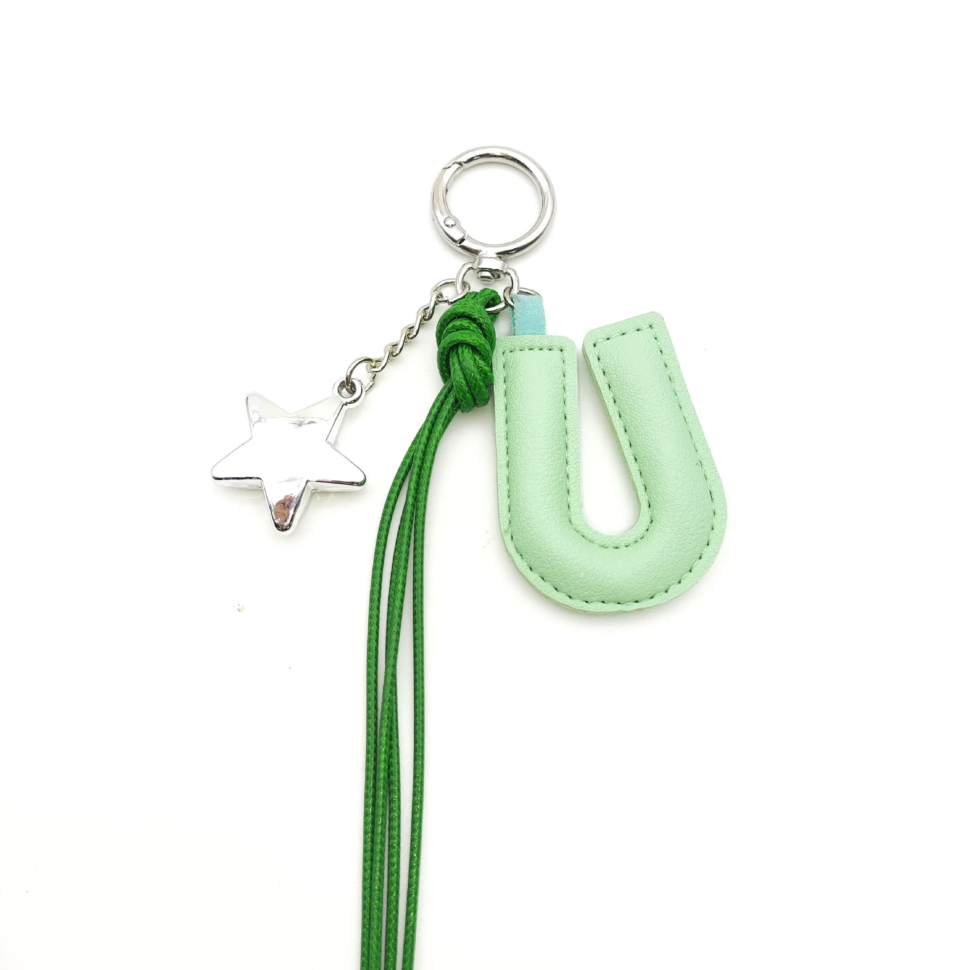 Neuer Acryl-Sternanhänger Leder-Buchstaben-Schlüsselanhänger Geflochtenes Schlüsselband Vielseitiger Niedlicher Schlüsselanhänger Taschen-Accessoire Anhänger Geschenk Großhandel – Detail 24