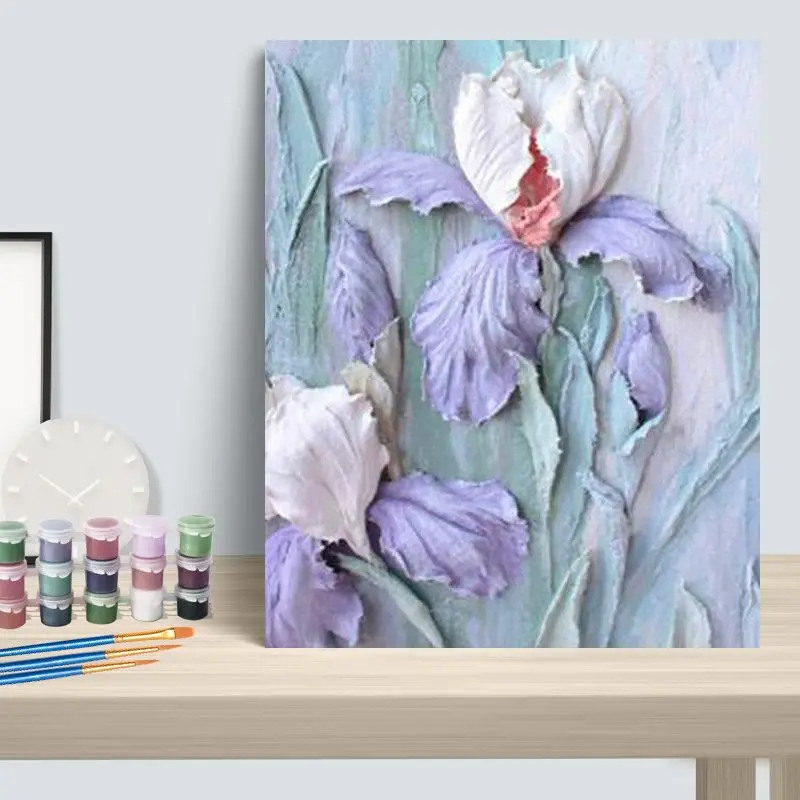 

CHENISTORY DIY Paint By Number Flower For Adults Handipaint Art Picture By Number Kits Frameless On Canvas Home Decor