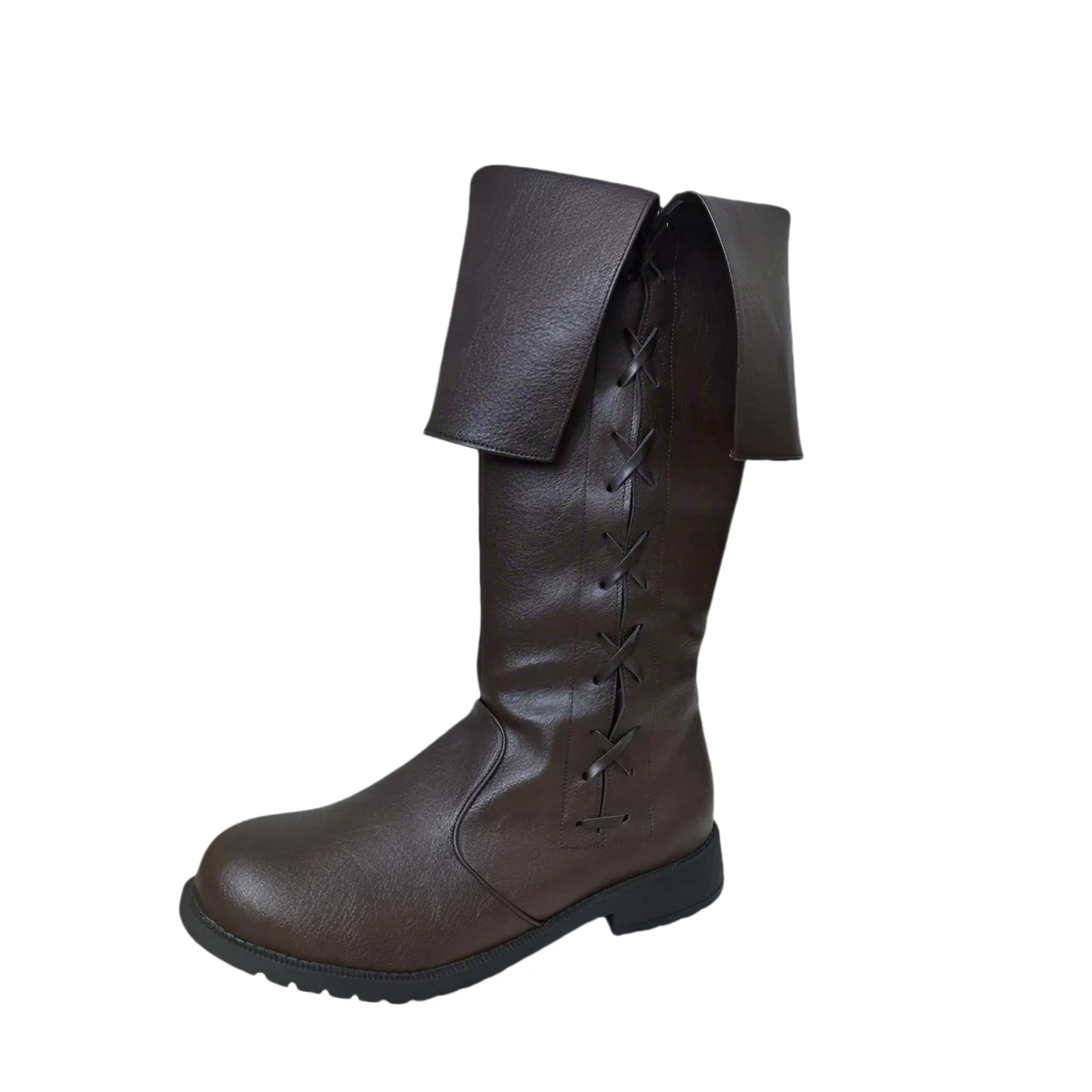 Botas de pirata medievais masculinas, botas de guerreiro viking renascentista com cadarço, calçados góticos, sapatos de fantasia de Halloween