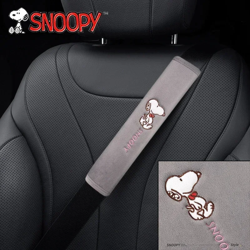 Snoopy Car Seat Belt Case Cotton Car Safety Belts Safety Belt Shoulder Cover Micro-suede Protective Cover 24/27/33CM Universal