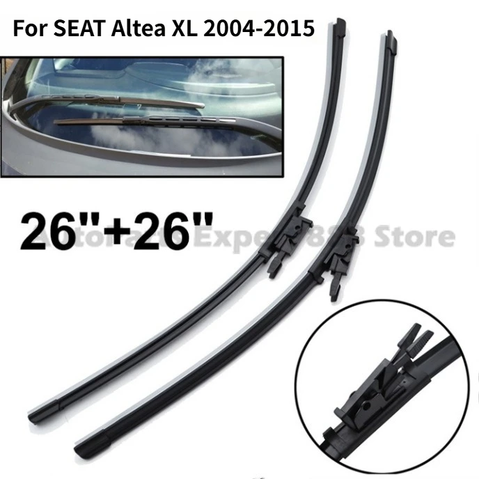 2PCS Car Front Windscreen Wiper Blades For SEAT Altea XL 2004-2015 26 inch Durable Car Wiper Four Seasons Durable Window Brushes