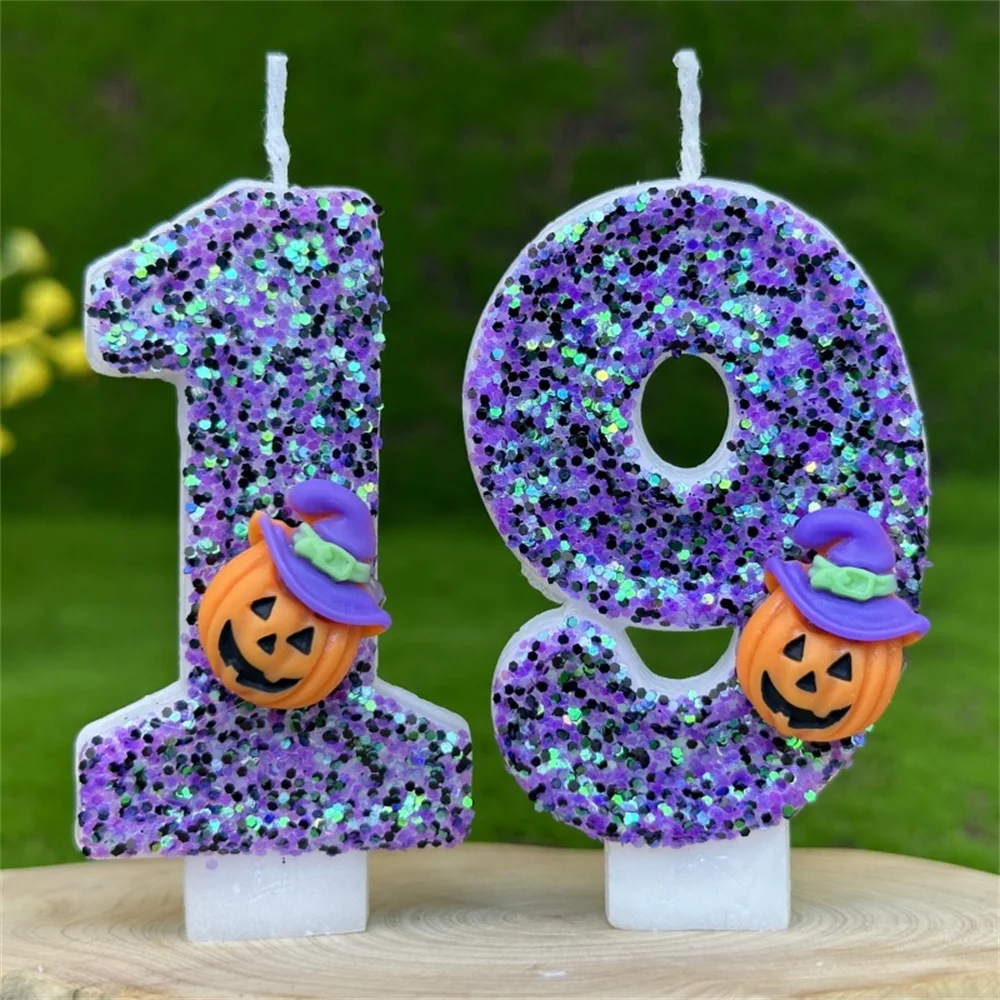 1pcs New Halloween Fantasy Purple Pumpkin Head Birthday Candle Cake Topper Decor Birthday Wedding DIY Party Decoration