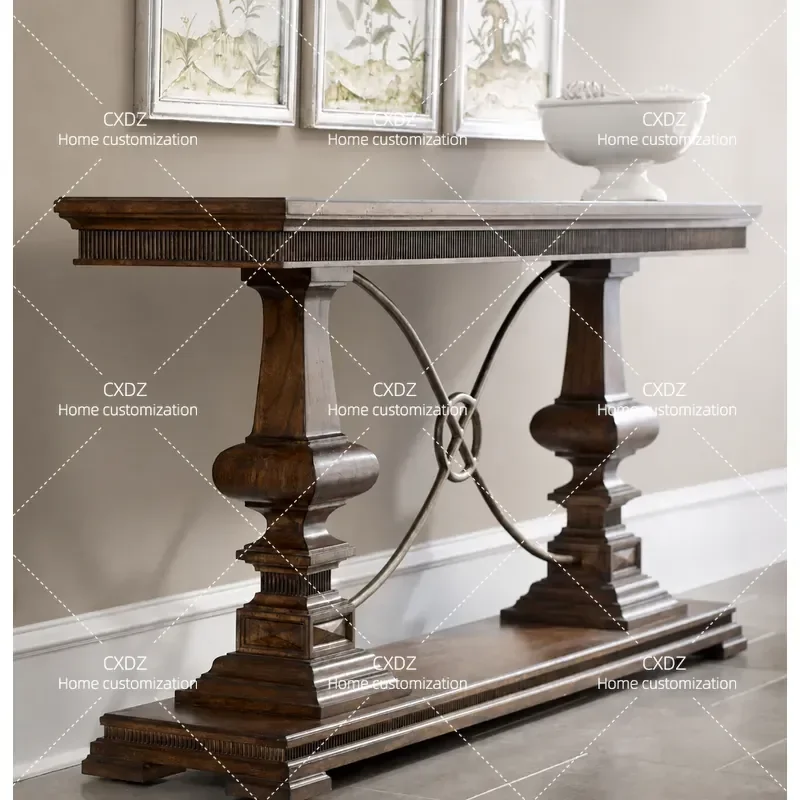 Neoclassical Simple Eco Friendly All Solid Wood Foyer Cabinet Living Room Furniture Porch Console Table Custom Made