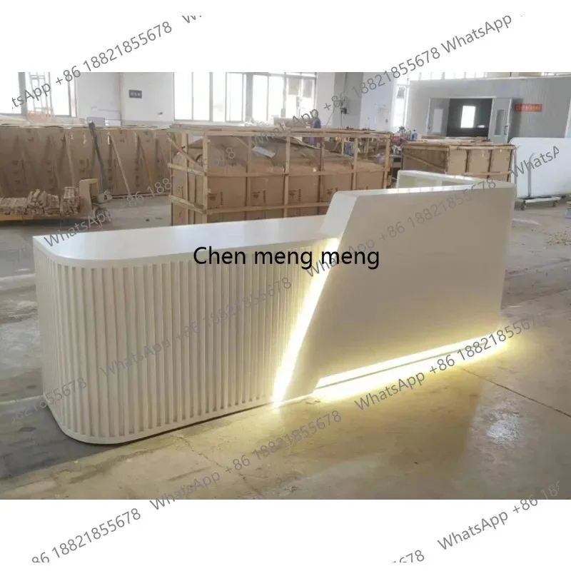 CC182 Customized checkout page Arc company reception desk Science and Technology Museum Luminous cream wind advanced cabinet